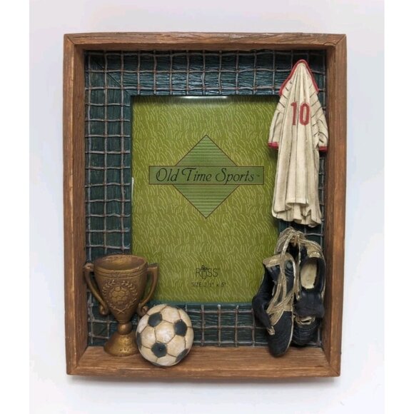 Russ Old Time Sports Soccer 3.5" x 5" Picture Box Frame Vintage - Picture 1 of 16